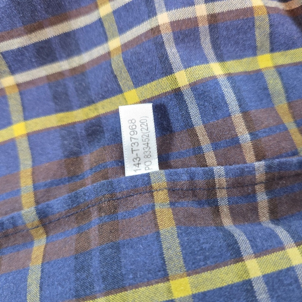 Tommy Bahama Mens XL Blue Yellow Plaid Button Down Shirt Long Sleeve Cotton - Picture 7 of 8